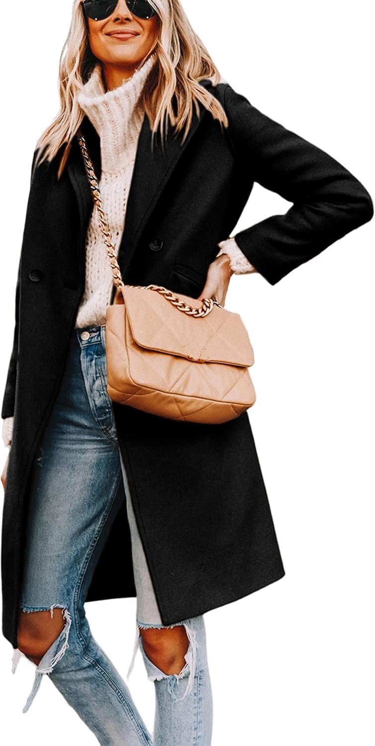 hooever women's winter wool coat casual notch lapel single breasted peacoat hooever women's winter wool coat casual notch lapel single breasted peacoat